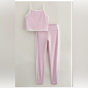 2 Pc Set Zella Girls 10/12 Kids' Earn Your Stripes Crop Tank & Leggings Set